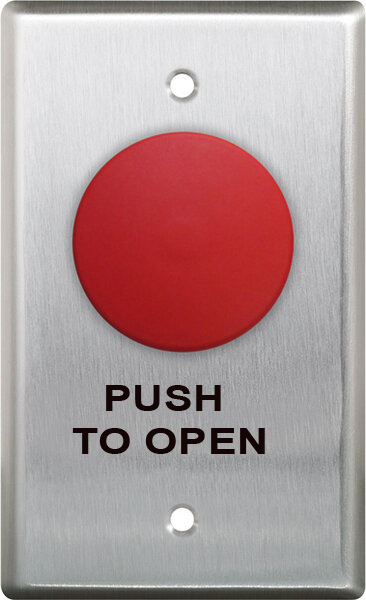 Camden RED S/S EXIT SWITCH,S.GANG N/C, WITH 3 LOGOS