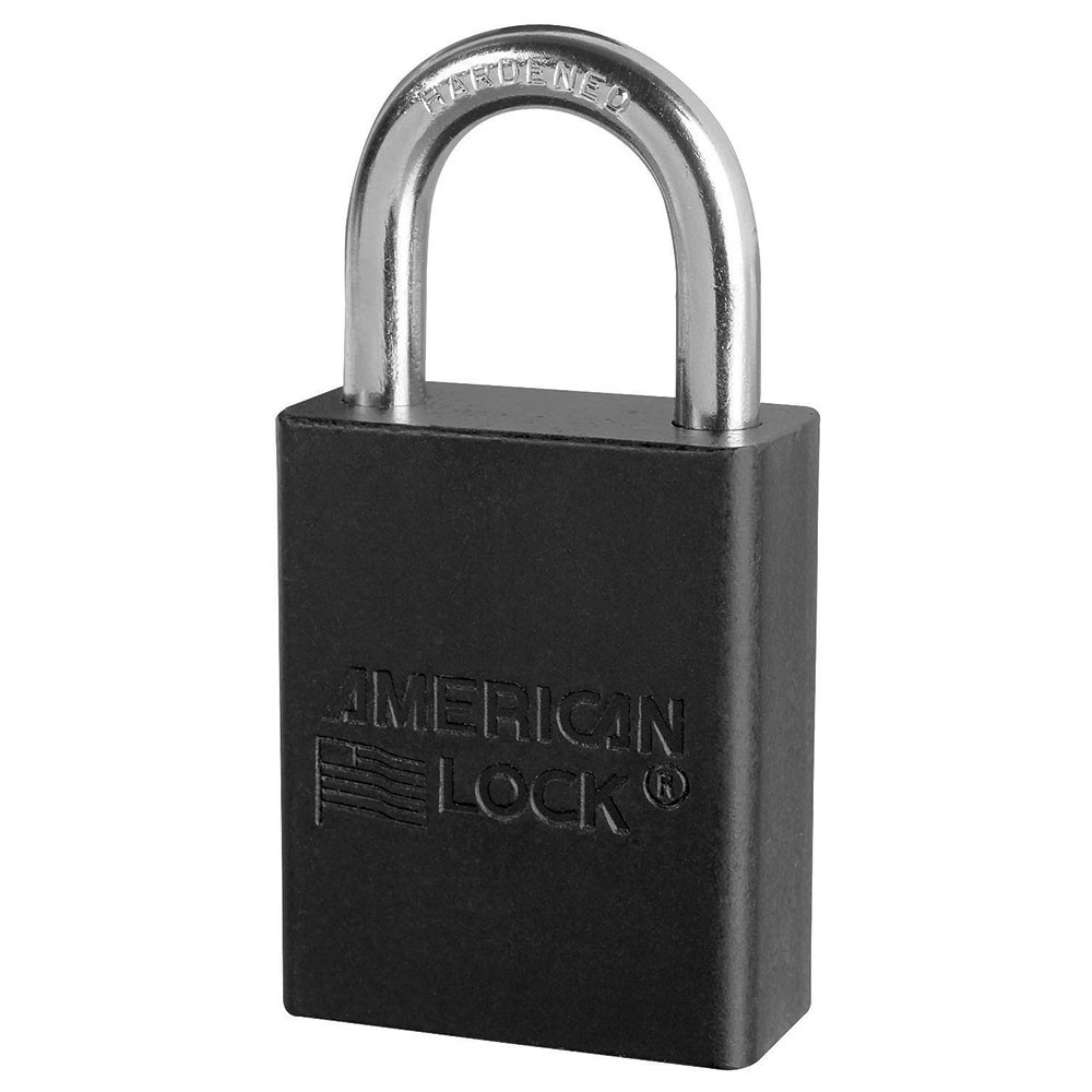 [A1105KABLK] American A1100 Series Aluminum Padlock (Black, Keyed Alike, 05 - 1" Clearance)