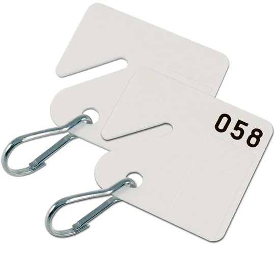 [259401] Lucky Line 1-400 Square Slot Cabinet Tag,w/hook, White