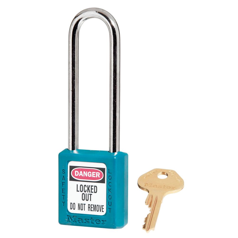 Master Lock 410LTTEAL Teal Zenex™ Thermoplastic Safety Padlock, 1-1/2" (38mm) Wide with 3" (76mm) Shackle