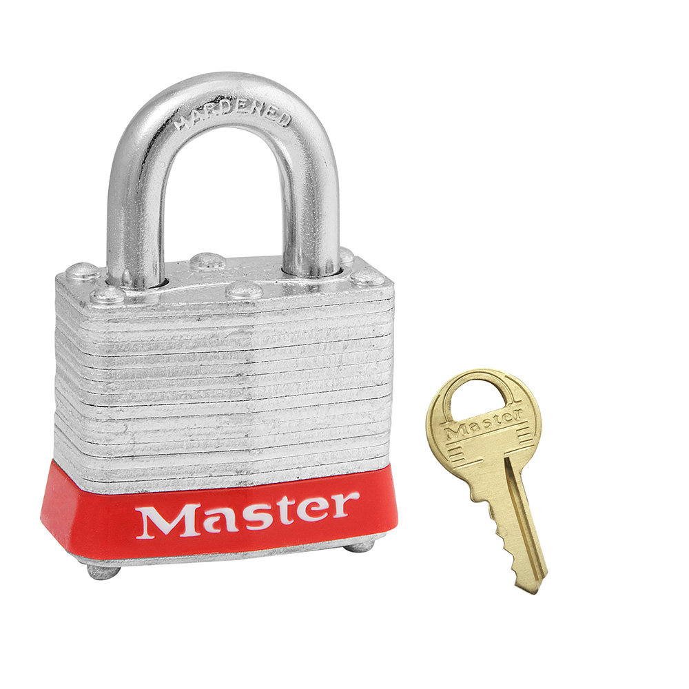 Master Lock 3KARED Red Laminated Steel Safety Padlock, 1-9/16" (40mm) Wide with 3/4" (19mm) Tall Shackle, Keyed Alike