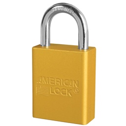 [A1105YLW] Yellow Anodized Aluminum Safety Padlock, 1-1/2in (38mm) Wide with 1in (25mm) Tall Shackle