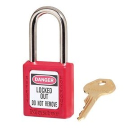 [410KARED] Master Lock 410KARED Red Zenex™ thermoplastic safety padlock, 38mm wide with 38mm tall shackle, keyed alike