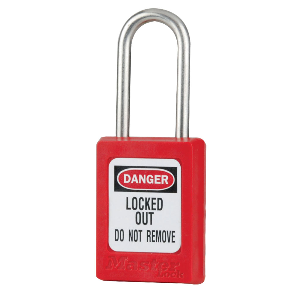 [S31RED] Master Lock S31RED Red Zenex™ Thermoplastic Safety Padlock, 1-3/8" (35mm) Wide with 1-1/2" (38mm) Tall Stainless Steel Shackle, Key Retaining 