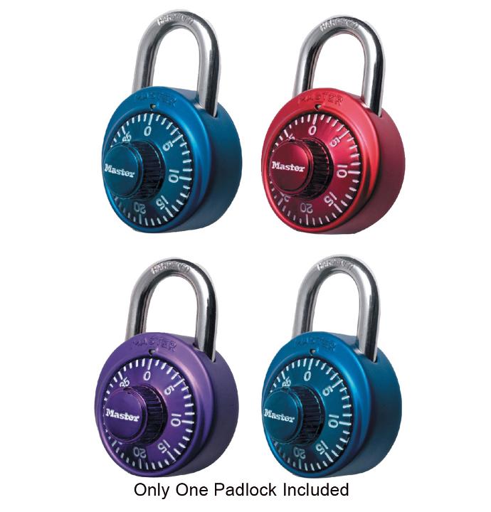 [1530DCM] Master Lock 1530DCM 1-7/8" (48mm) Wide Combination Dial Padlock with Aluminum Cover; Assorted Colors