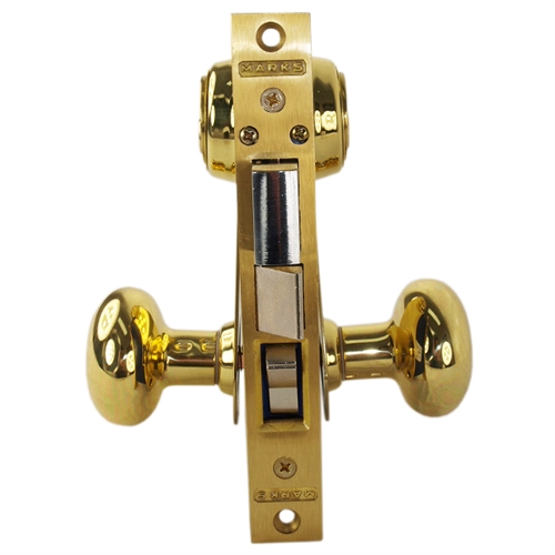 Marks 21AC Right Hand Reverse Double Cylinder Iron Gate Ornamental Knob Plate Mortise Lock Set with 2-1/2" Backset