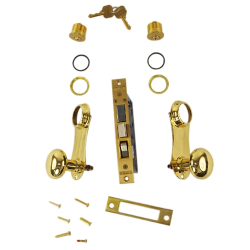 Marks 21AC Right Hand Reverse Double Cylinder Iron Gate Ornamental Knob Plate Mortise Lock Set with 2-1/2" Backset