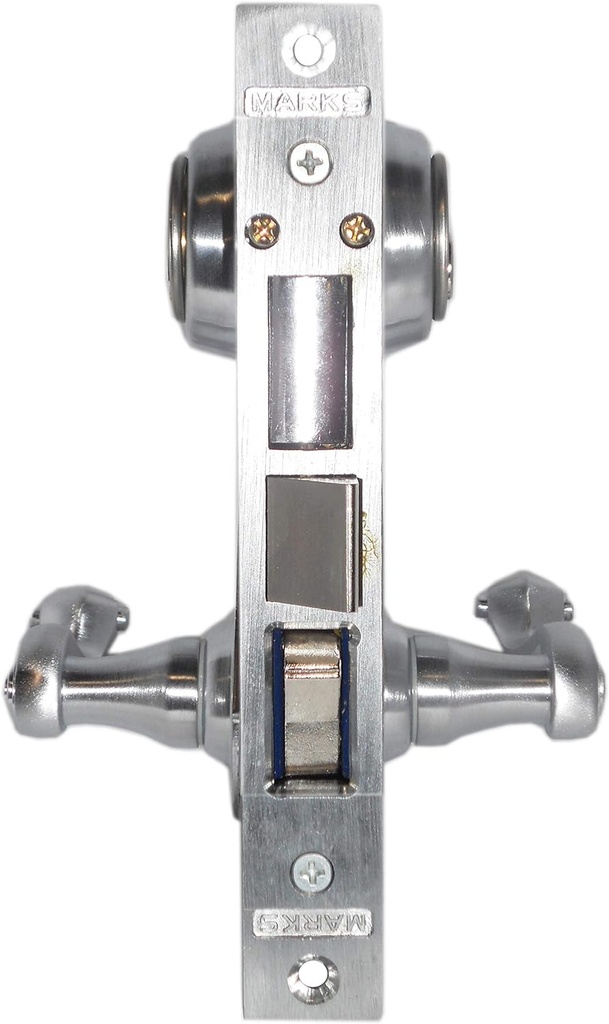 arks 9215AC/26D-W Right Hand Reverse Satin Chrome Double Cylinder Entry Uni-Lock Lever/Plate Mortise Lockset for Iron Gate Doors