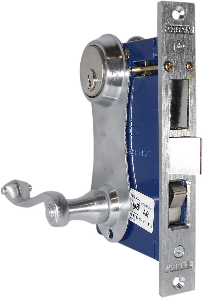 arks 9215AC/26D-W Right Hand Reverse Satin Chrome Double Cylinder Entry Uni-Lock Lever/Plate Mortise Lockset for Iron Gate Doors
