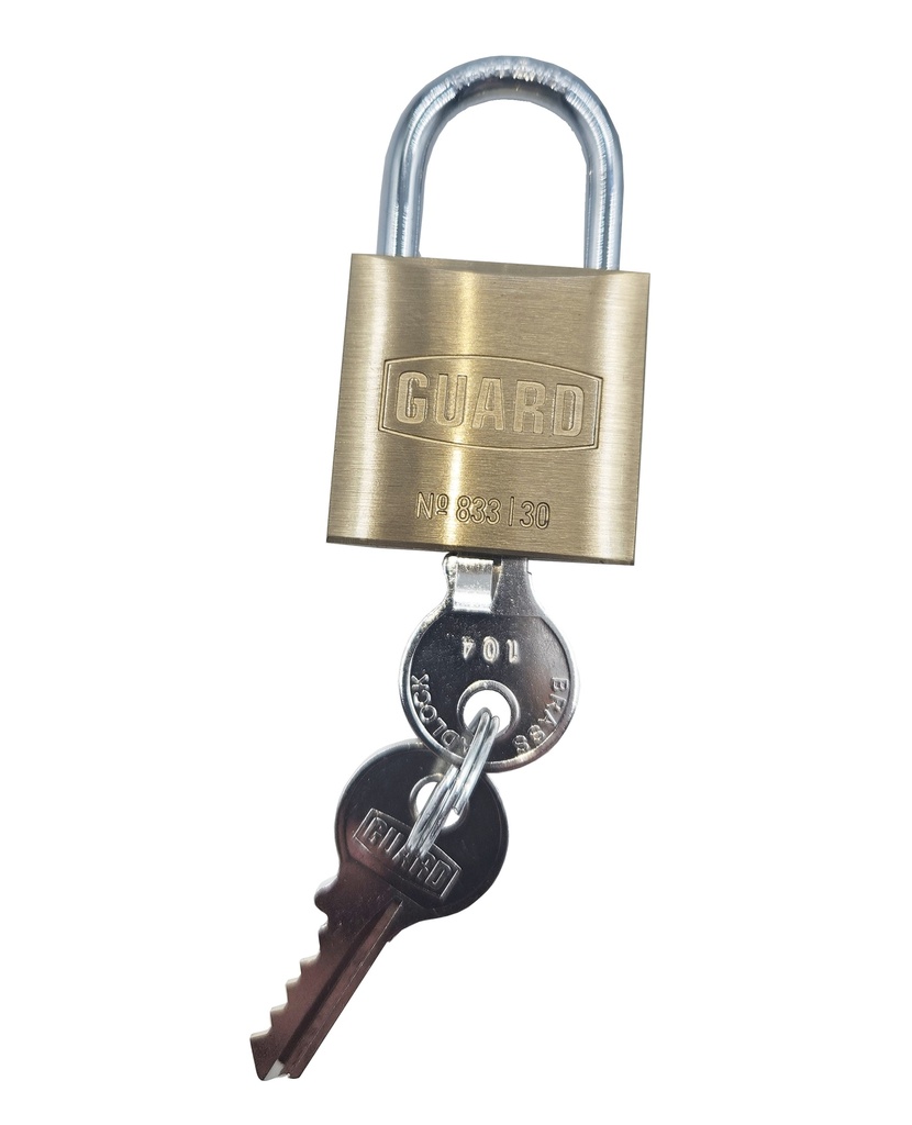 Guard 833 KA103 Brass Padlock 1-¼" (30MM) BODY 3/4"SHACKLE
