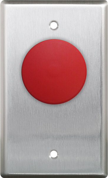 Camden 1 5/8"Mushroom Push Button S.Gang S/S FP N/C Red Button