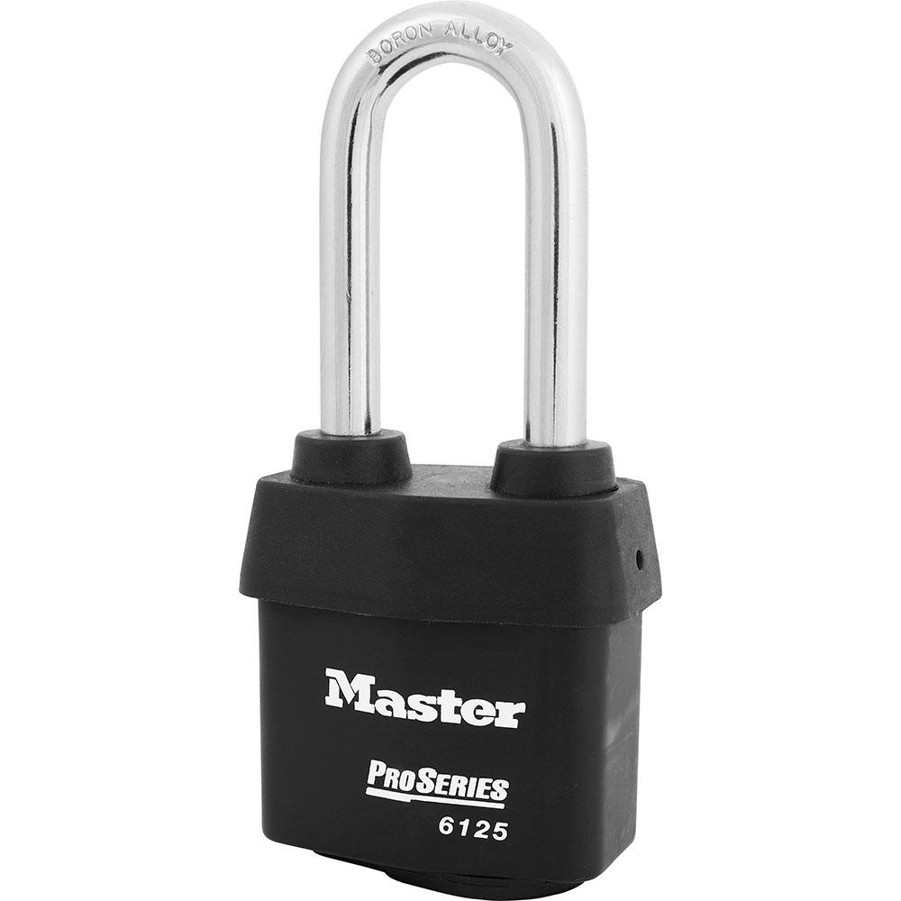 Master Lock 6125KALJ 2-3/8" (60mm) Wide ProSeries® Weather Tough® Laminated Steel Rekeyable Pin Tumbler Padlock with 2-1/2" (64mm) Shackle, Keyed Alike w/ 10G001 Keyway