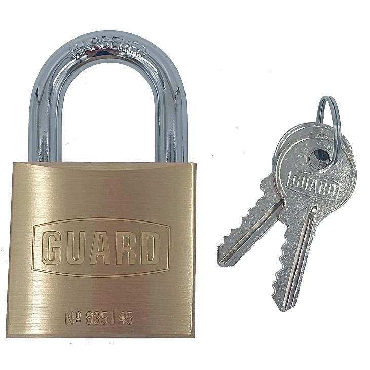 Guard 835KA101 Brass Padlock 1¾(43.9mm) Body 1"Shackle