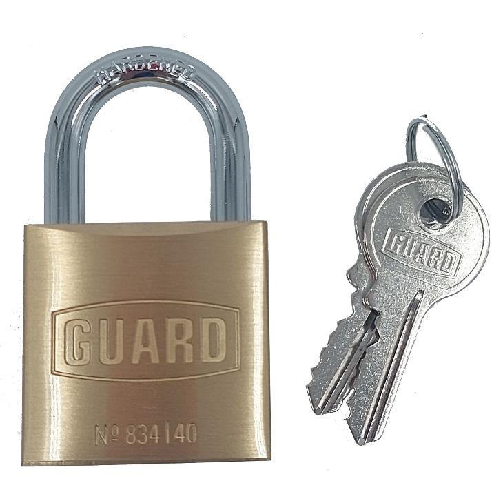 Guard 834 KA102 Brass Padlock 1½"(37.7mm) Body ¾"(19.5mm)Shackle