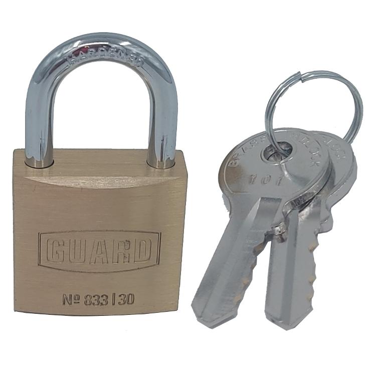 Guard 833 KA104 Brass Padlock 1-¼" (30MM) BODY 3/4"SHACKLE