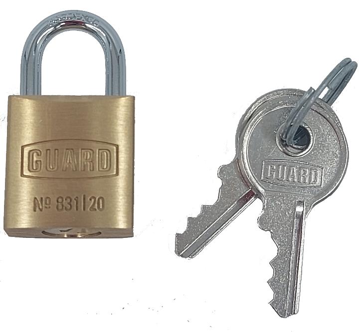 Guard 831 KA1 Brass Padlock ¾"(19.4mm)Body ⅜"(9.6mm)Shackle
