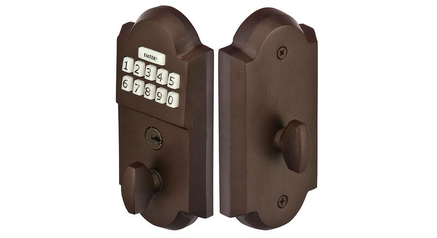 Sandcast Bronze Style Keypad Deadbolt 2-3/4 Schlage Flat Black