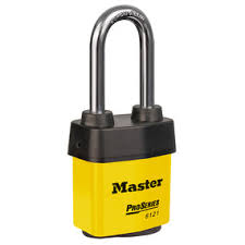 Master Lock 6121KALJYLW 2-1/8" (54mm) Wide ProSeries® Weather Tough® Laminated Steel Rekeyable Pin Tumbler Padlock with 2-1/2" (64mm) Shackle, Keyed Alike w/ 10G155 Keyway, Yellow