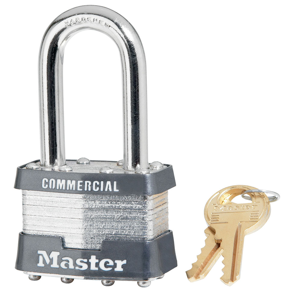 Master Lock 21KZLF 1-3/4" (44mm) Wide Laminated Steel Rekeyable Pin Tumbler Padlock with 1-1/2" (38mm) Shackle, (Zero Bitted) w/ W27 Keyway 