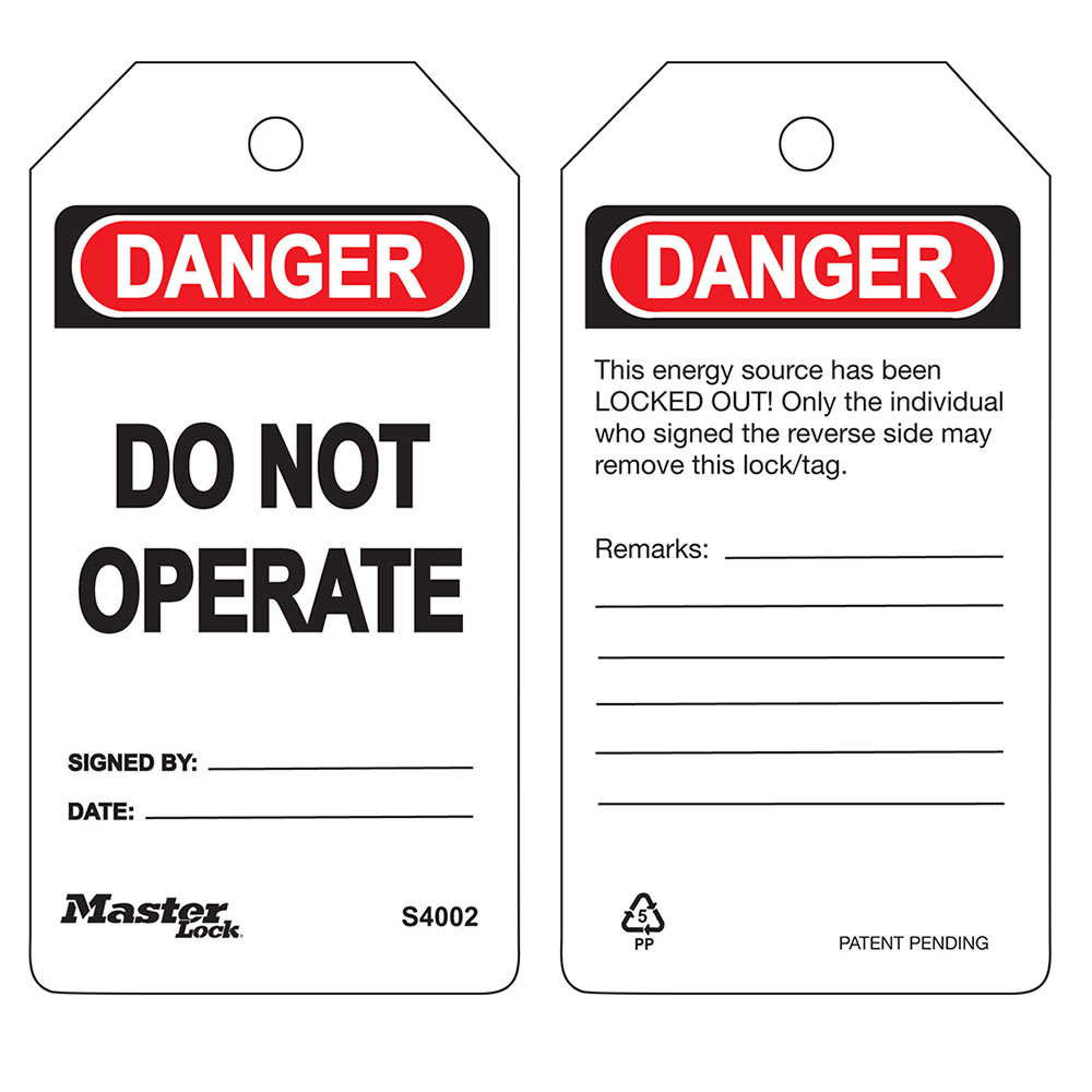 [S4002] Master Lock S4002 Safety Tag - Do Not Operate, One Item Consists 1 Bag With 6 Tags And 6 Ties