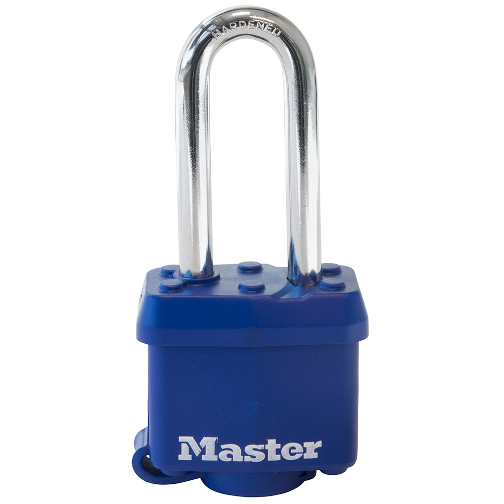Master Lock 312DLH 1-9/16" (40mm) Wide Covered Laminated Steel Pin Tumbler Padlock with 2" (51mm) Shackle; Blue