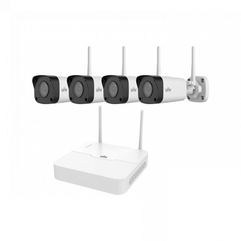 [EKI-K41B44W] 4-Ch NVR, H.265+,Four 4 MP Outdoor IR Bullet Cameras, 2.8mm. Wi-Fi,1 TB HDD