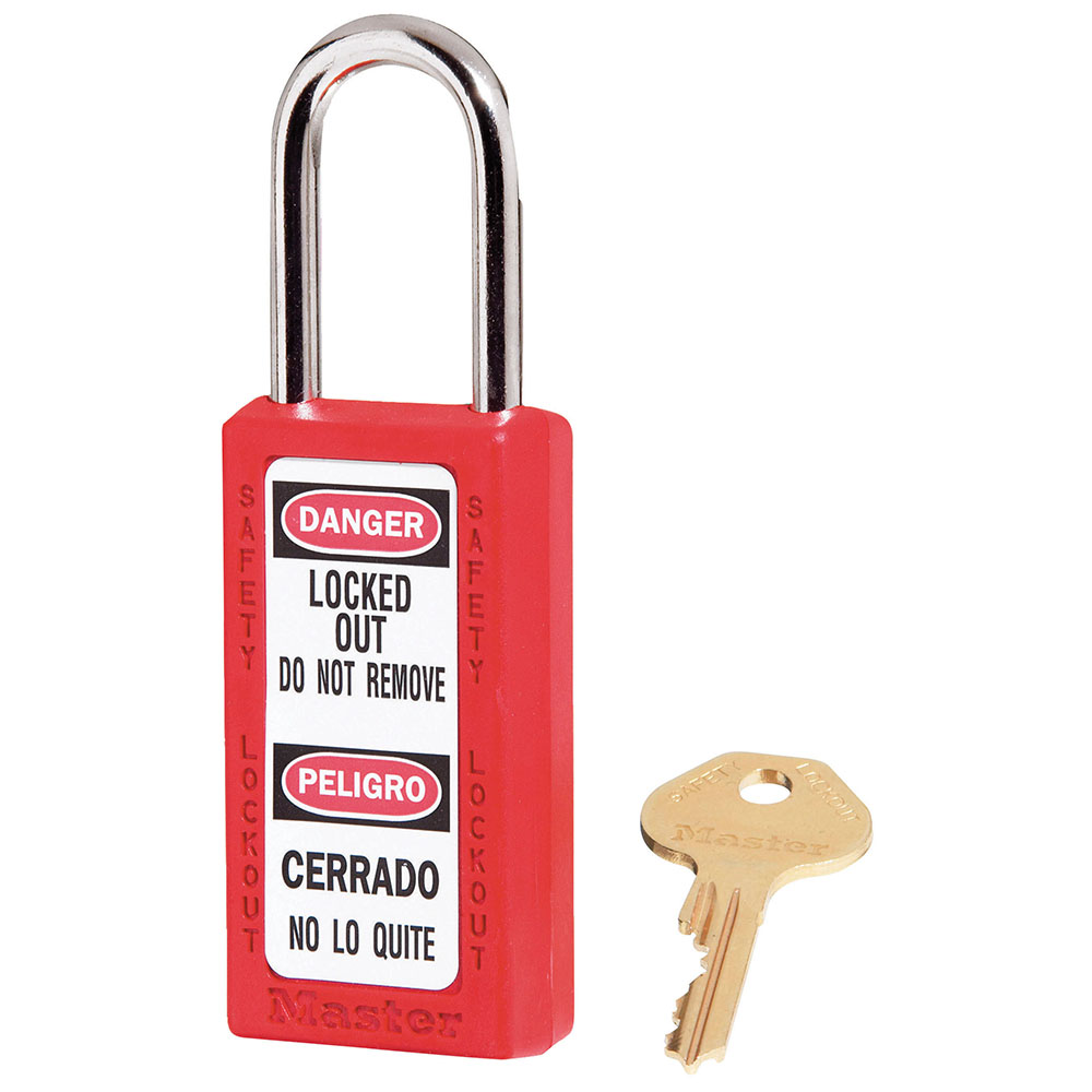 [411KAS6RED] Master Lock 411KAS6RED Red Zenex™ Thermoplastic Safety Padlock, 1-1/2" (38mm) Wide with 1-1/2" (38mm) Tall Shackle, Keyed Alike, 6 Pack 