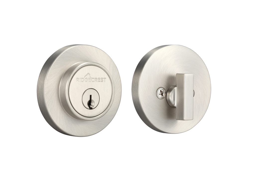[DB201-RMT 15] Ridgecrest by Sure-Loc Mountain Round Deadbolt 15 Satin Nickel