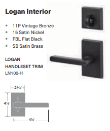 [LN100-H 15] Ridgecrest by Sure-Loc Logan Interior Trim for Handleset 15 Satin Nickel