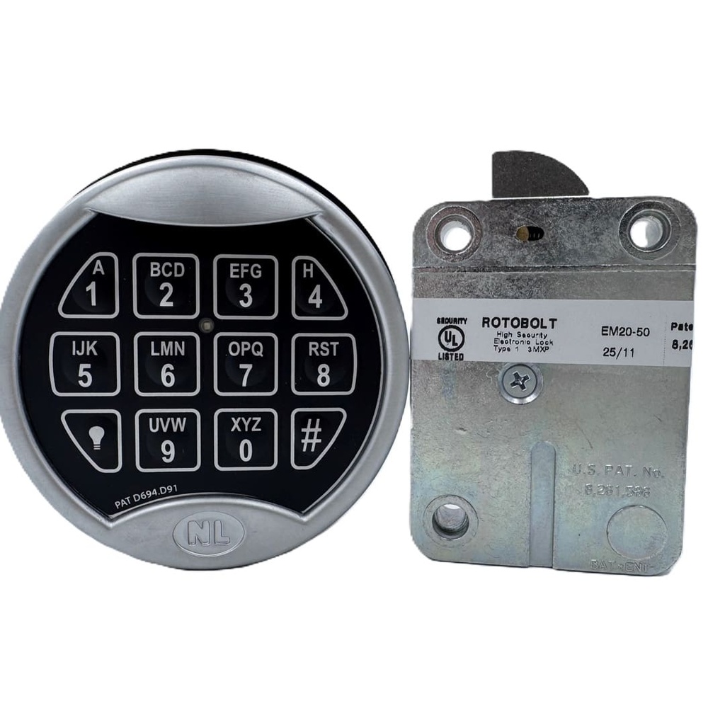 [QKR50N9] NL Lock QKR50N9 Large Rotobolt with Premier II Keypad Satin Chrome Dia 9 User Board