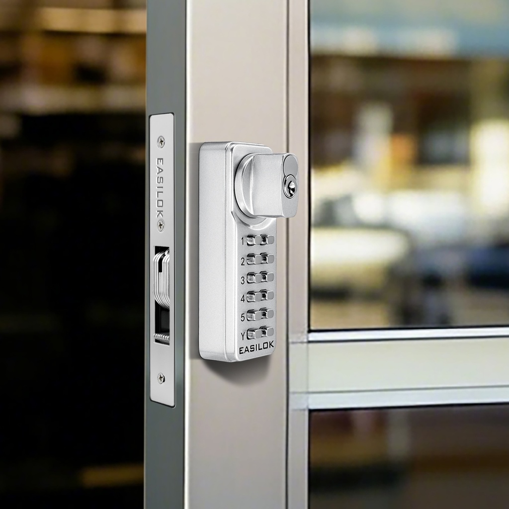 [SK15-118-DB-CLR] Easilok SK15 Key Override Mecahnical Keypad Lock 1-1/8 Backset Deadbolt Silver Finish  