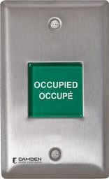 [CM-AF500] Camden Single Gang LED Illuminated Annunicator Labels include: 'Occupied/Occupe' (Red/Green), 'Occupied' (Red), 'Armed' (Red), 'Locked' (Red), 'Unlocked' (Green)