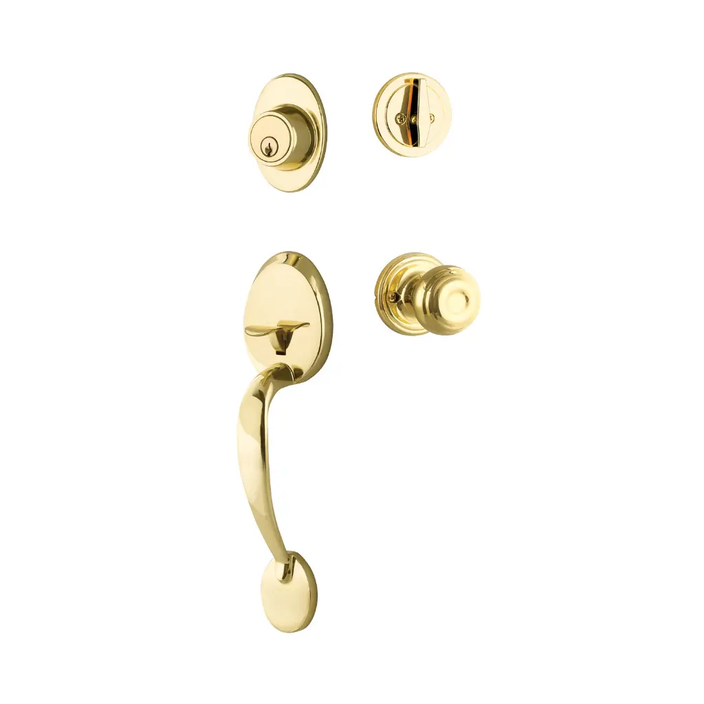 [YMGR44LTNUS3] Yale YMGR44LTNUS3 Maguire Single Cylinder Entry Set Lewiston Knob Polished Brass
