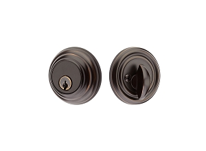 [8455-US10B] Emtek 8455 Single Cylinder Low Profile Deadbolt Schlage Keyway in Oil Rubbed Bronze