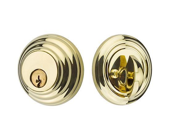 [W8455-PVD-US3] Emtek Single Cylinder Deadbolt Weiser Keyway in PVD Polished Brass