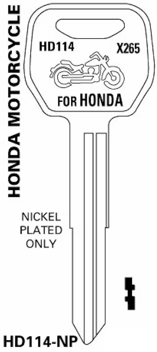 [HD114-NP X265] Jet HD114 Honda Key Blank Motorcycle X291