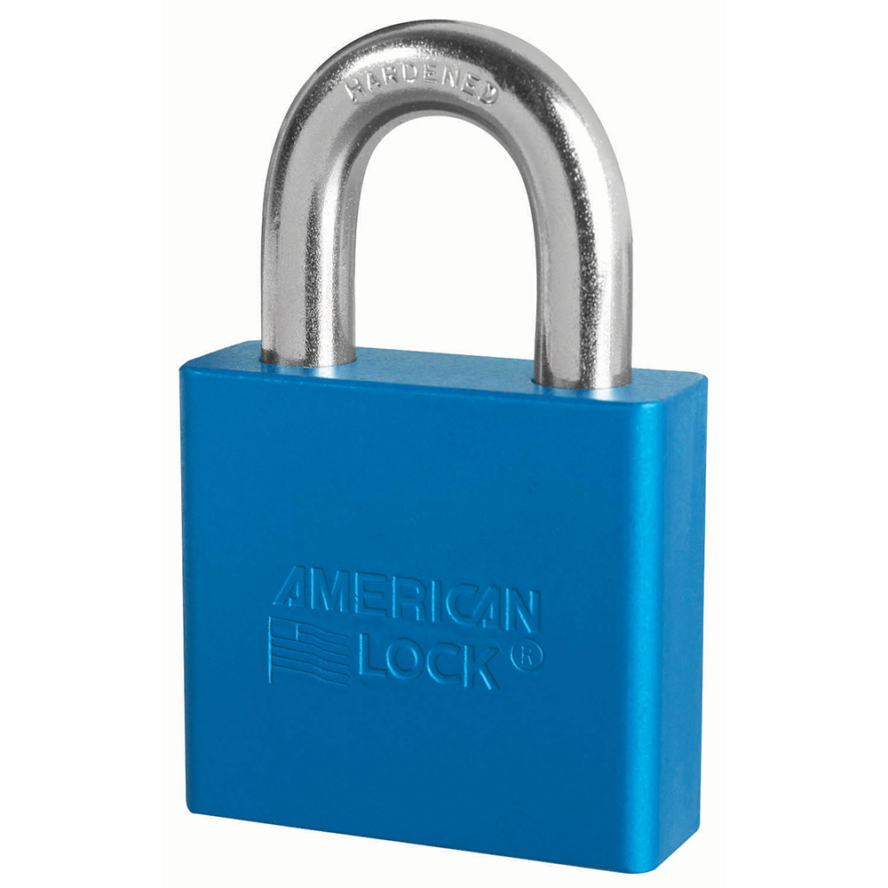 [A1305KABLU 34358] American Lock A1305KABLU 34358 - 2" (51mm) Blue Solid Aluminum Rekeyable Pin Tumbler Padlock, Keyed Alike