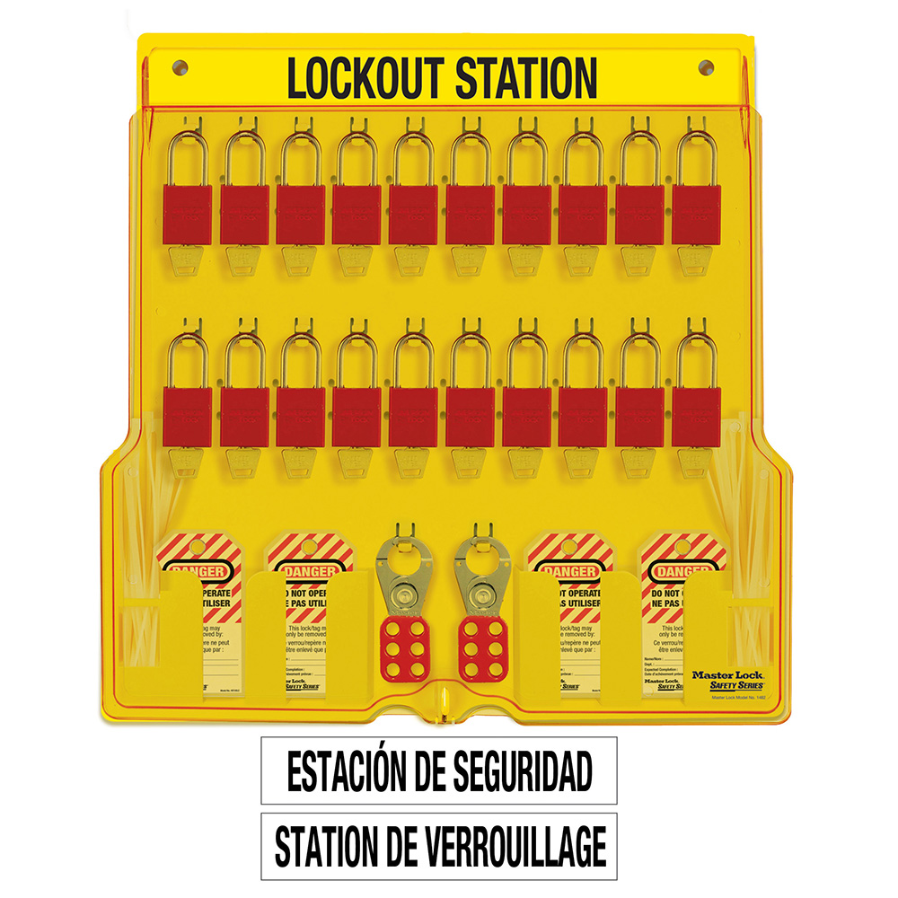 [1484BP1106FRC] Master Lock 1484BP1106FRC French/English 20-Lock Station. A1106RED Aluminum Padlocks 