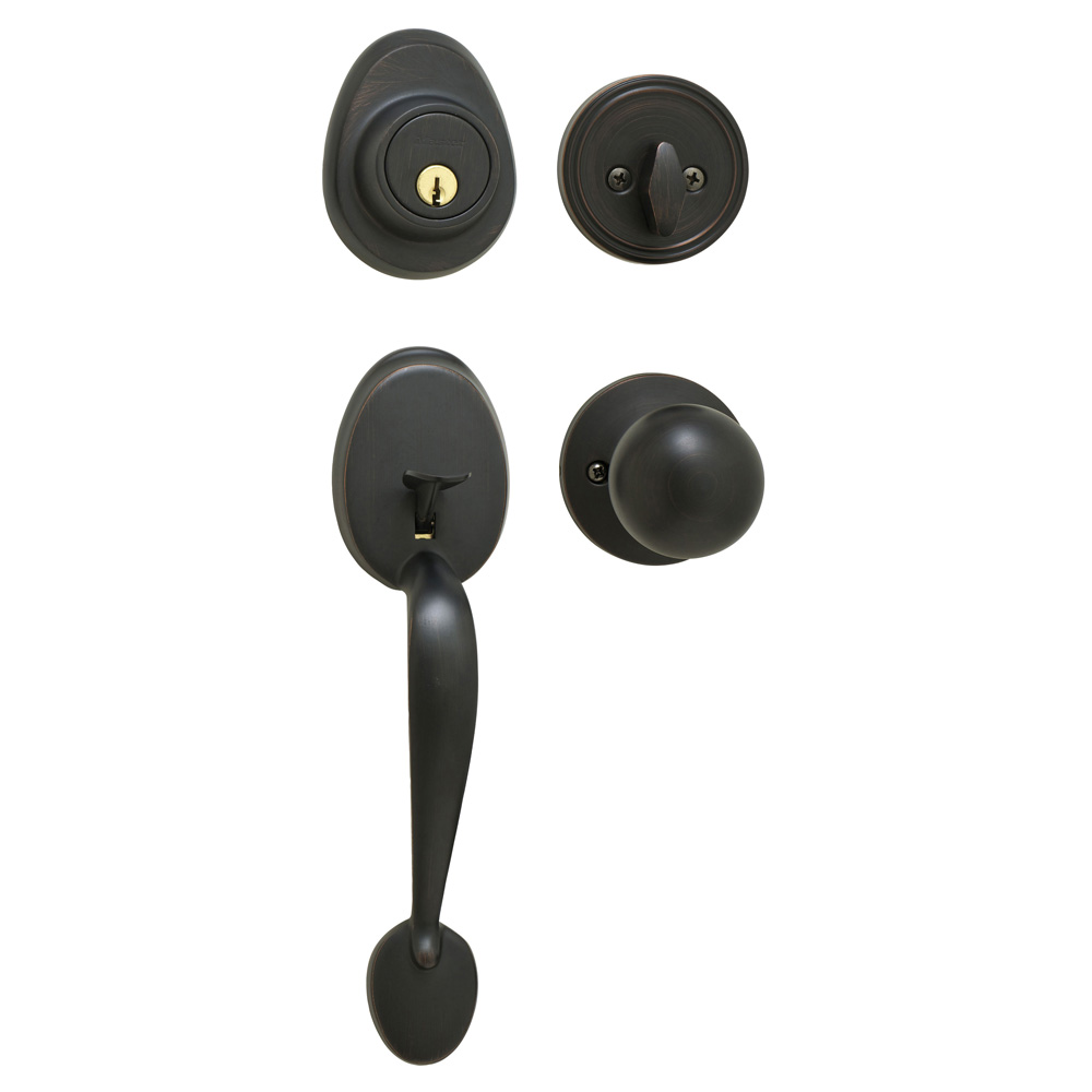 [HDLBC0612PKA4W] Master Lock HDLBC0612PKA4W Residential Entrance Handel Set W/Biscuit Knob  Aged Bronze Weiser