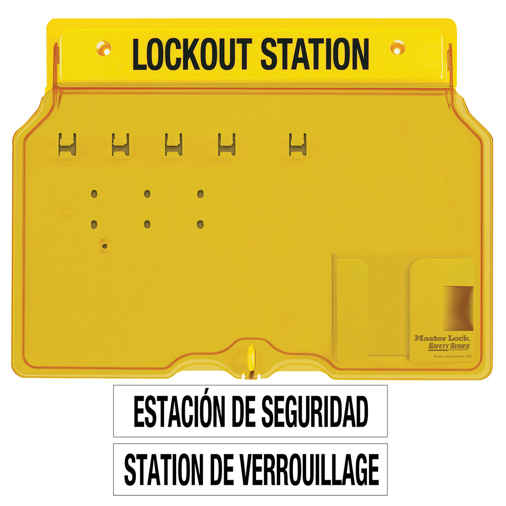 [1482B] Master Lock 1482B 4-Lock Covered Station with Trilingual Labels, Unfilled 