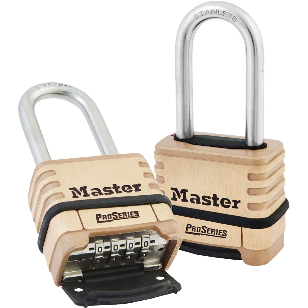 [1175LHSS] Master Lock 1175LHSS 2-1/4" (57mm) Wide ProSeries® Brass Resettable Combination Padlock with 2-1/16" (53mm) Round Shackle