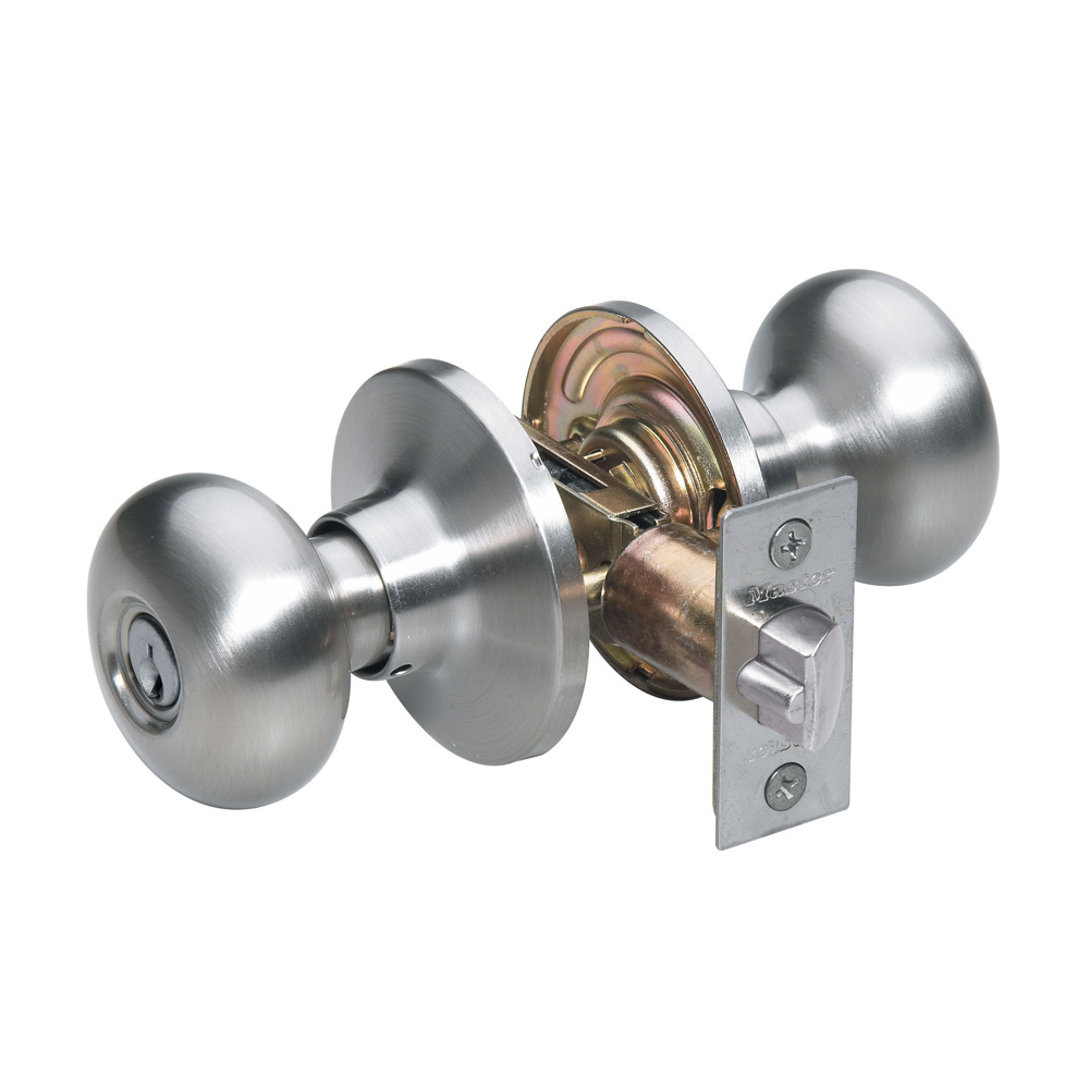 [BC0115KA4W] Master Lock BC0115KA4W Residential Entrance Biscuit Knob Satin Nickel Weiser Keyway
