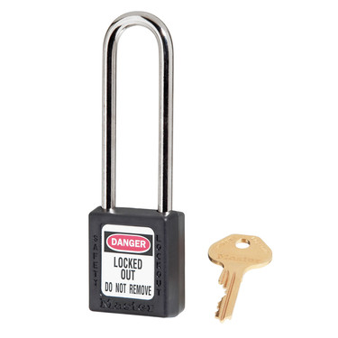 [410LTBLK] Master Lock 410LTBLK Black Zenex™ Thermoplastic Safety Padlock, 1-1/2" (38mm)with 3" (76mm) Shackle