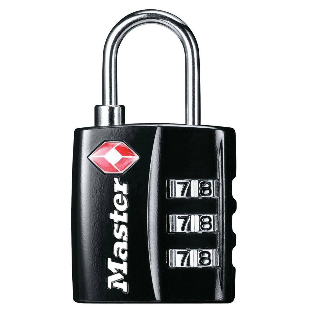 [4680DBLK] Master Lock TSA-Accepted Combination Padlocks 3 Dial, Set-Your-Own Combination Black
