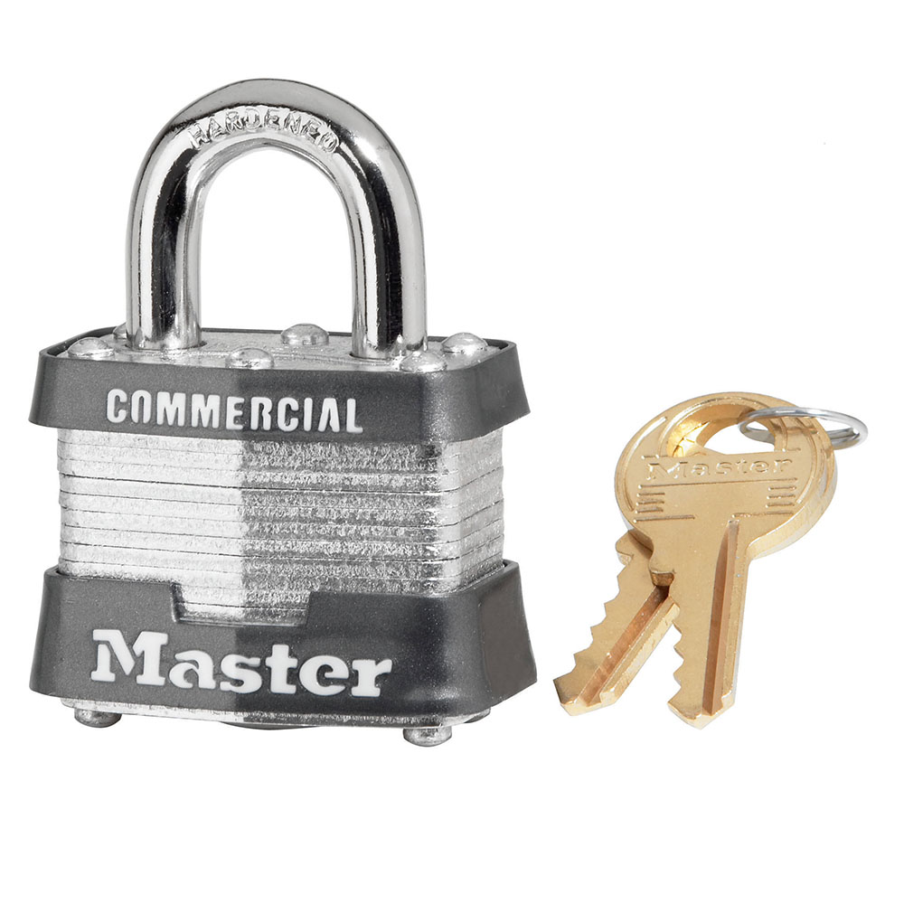 [3KA 0536] Master Lock 3KA 1-9/16" (40mm) Wide Laminated Steel Pin Tumbler Padlock, Keyed Alike w/ 0536 Keyway