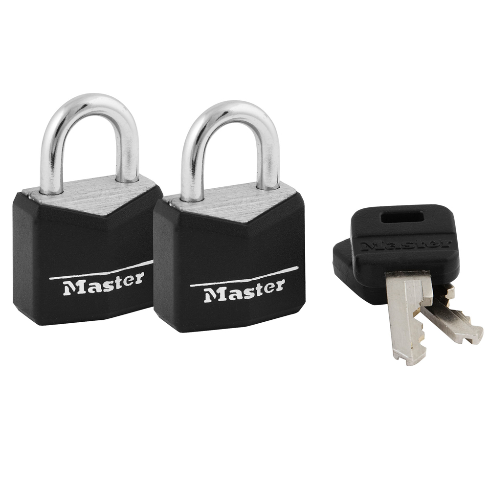 [121T] Master Lock 121T 3/4" (19mm) Wide Covered Solid Body Padlock; 2-Pack