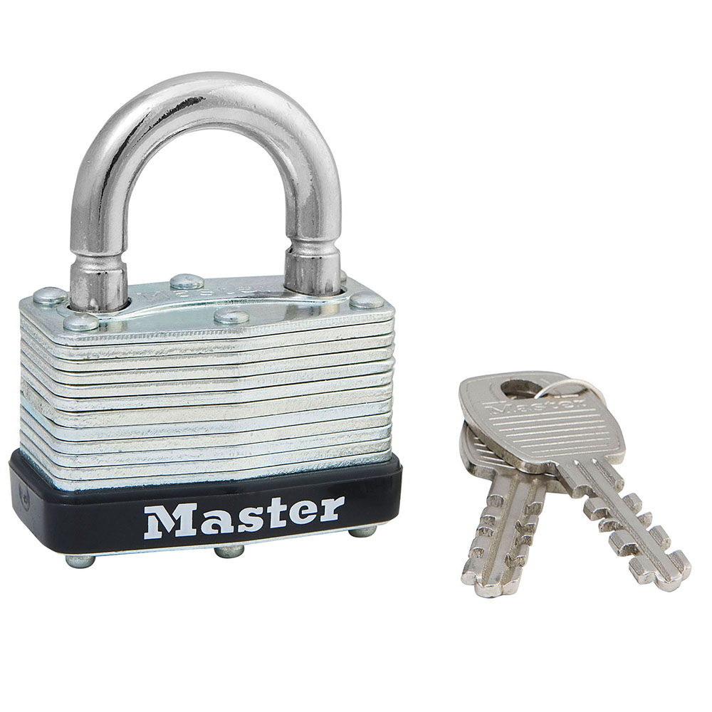 [500KABRK] Master Lock 500KABRK 1-3/4" (44mm) Wide Laminated Steel Warded Padllock, Breakaway Shackle, Keyed Alike
