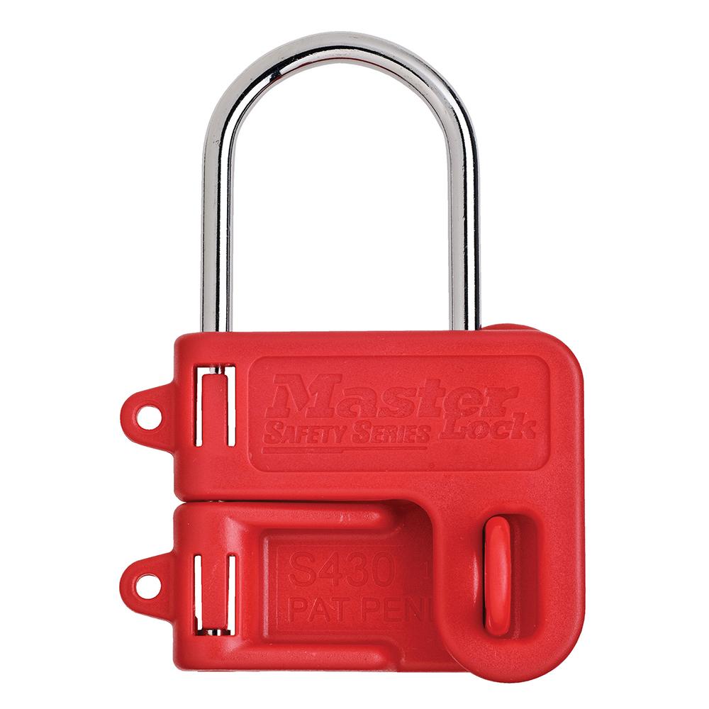 [S430] Master Lock S430 Steel Hasp With Red Plastic Handle 2-1/4 X 3"