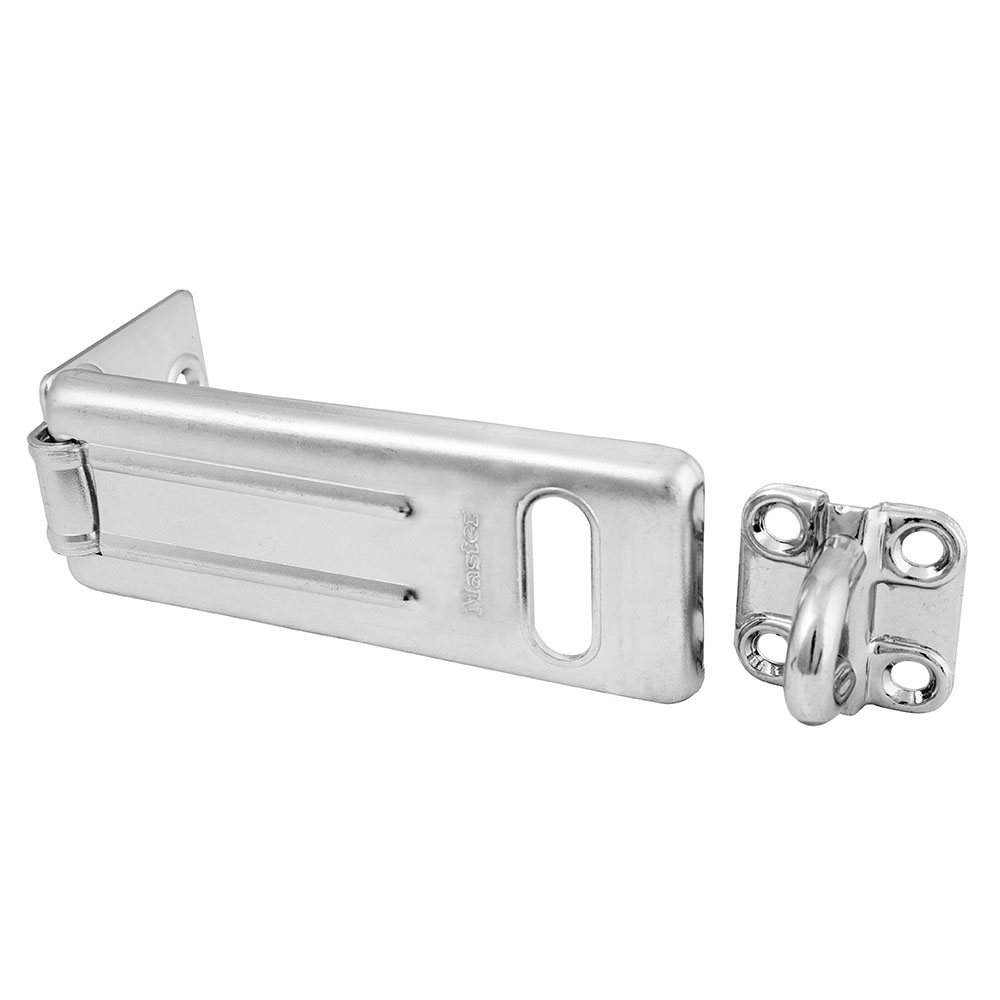 [704DPF] Master Lock 704DPF 4-1/2" (11cm) Long Zinc Plated Hardened Steel Hasp with Hardened Steel Locking Eye