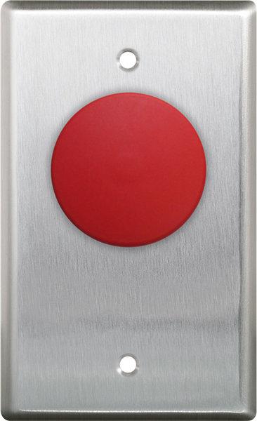 [CM-400R] Camden 1 5/8" Mush Push Button S.Gang S/S FP N/O contact Red Button